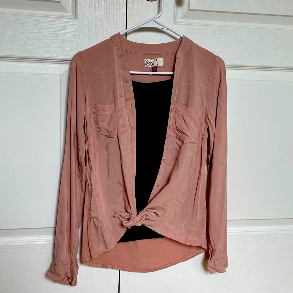 Dark Rose Button Down Blouse